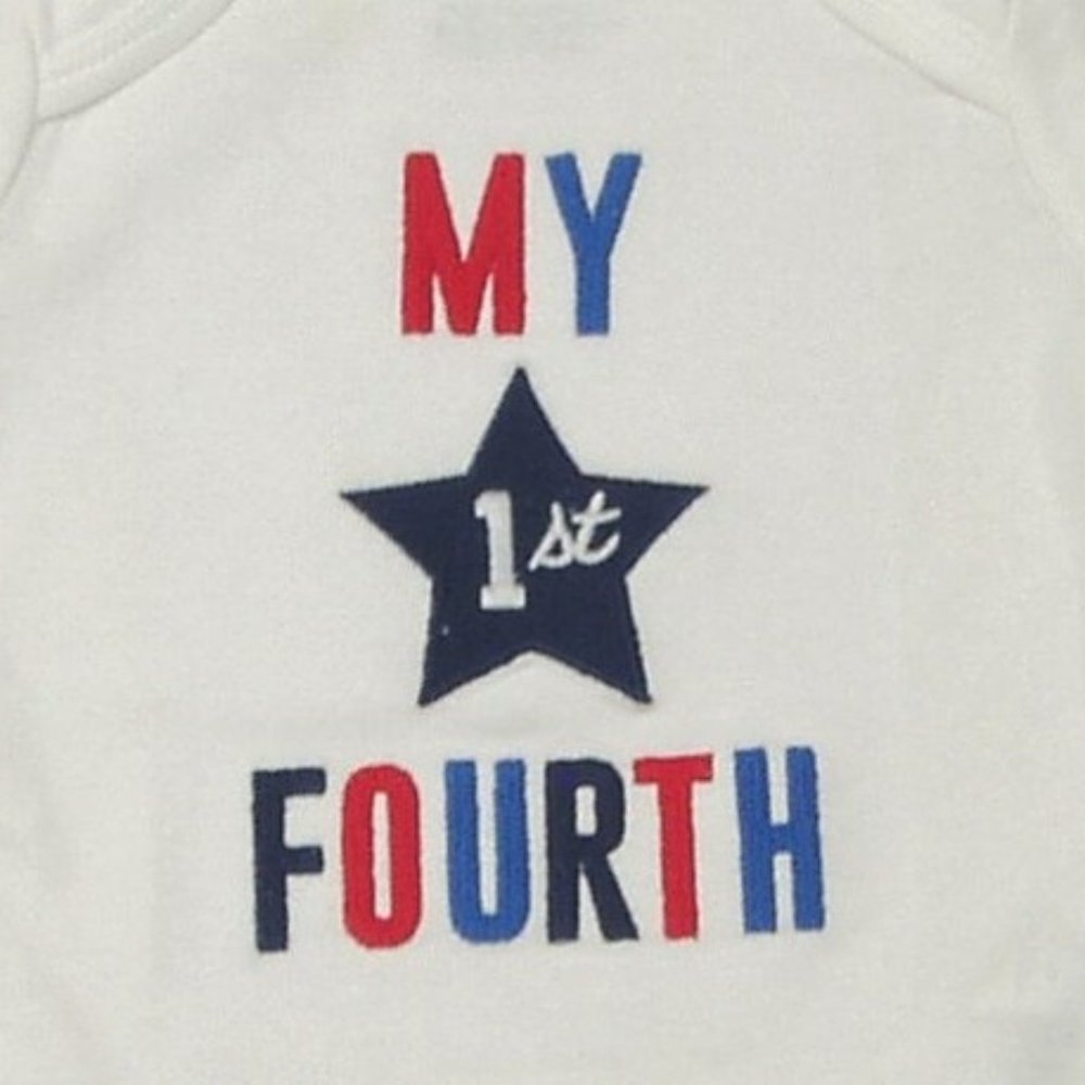 White My 1st Fourth Patriotic Bodysuit Independence Day Boys Girls - Picture 3 of 4